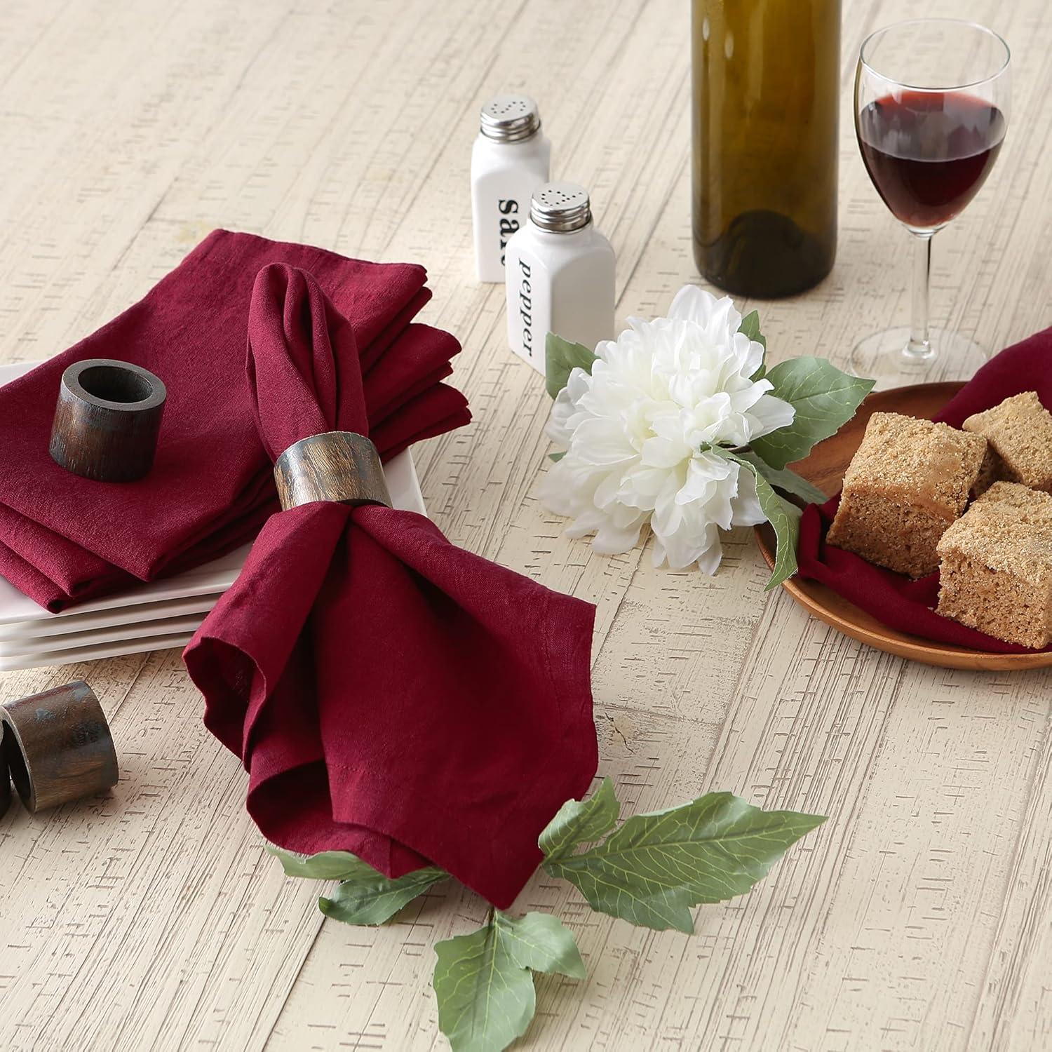 imageDII Linen Tabletop Collection Machine Washable Placemat Set 145x205 Cream 4 PieceCranberry