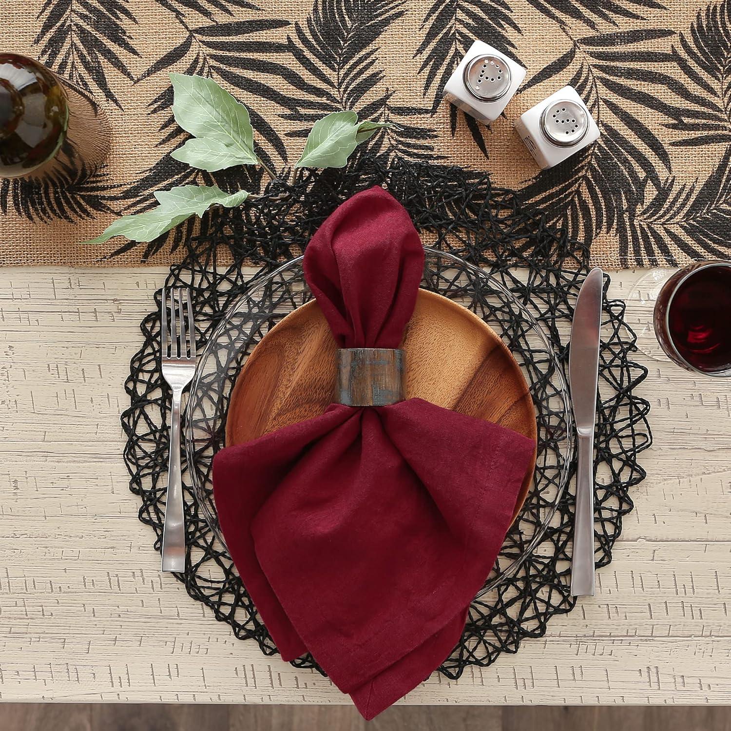 imageDII Linen Tabletop Collection Machine Washable Placemat Set 145x205 Cream 4 PieceCranberry