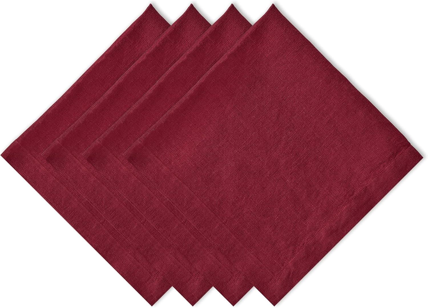 imageDII Linen Tabletop Collection Machine Washable Placemat Set 145x205 Cream 4 PieceCranberry