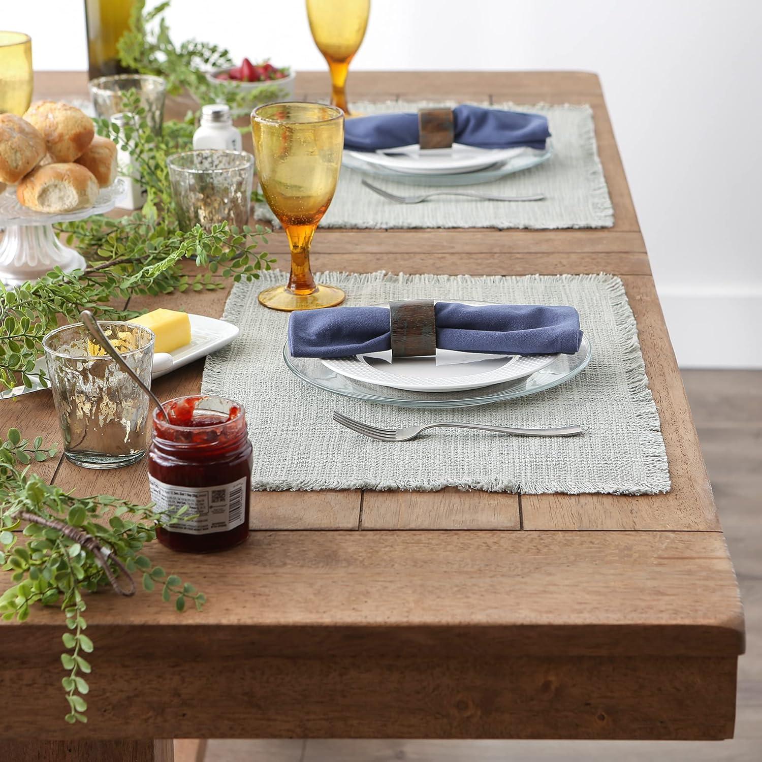 imageDII Linen Tabletop Collection Machine Washable Placemat Set 145x205 Cream 4 PieceLight Rain