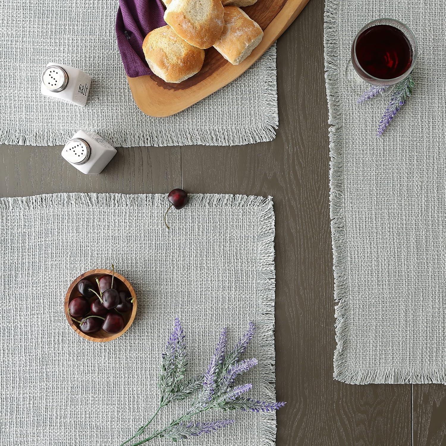 imageDII Linen Tabletop Collection Machine Washable Placemat Set 145x205 Cream 4 PieceLight Rain