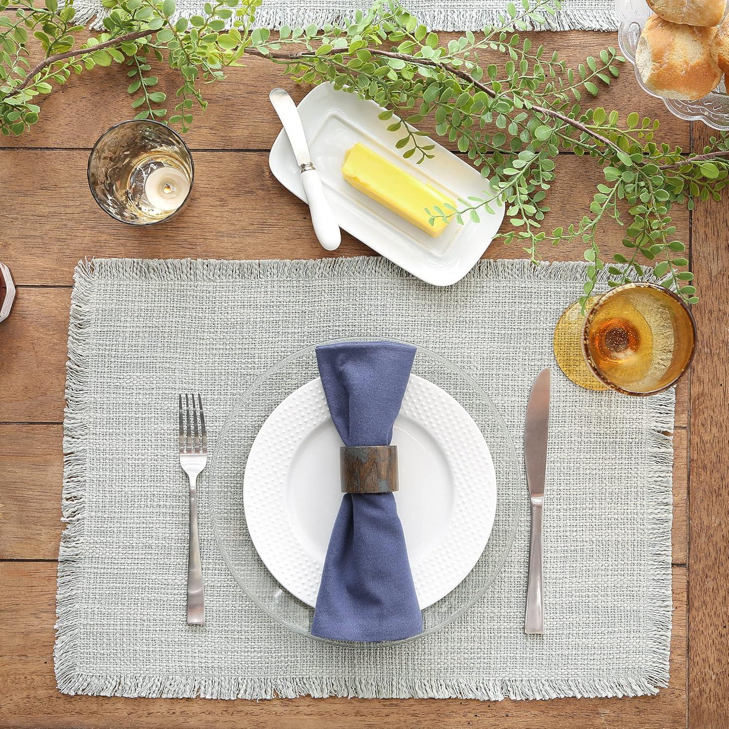 imageDII Linen Tabletop Collection Machine Washable Placemat Set 145x205 Cream 4 PieceLight Rain