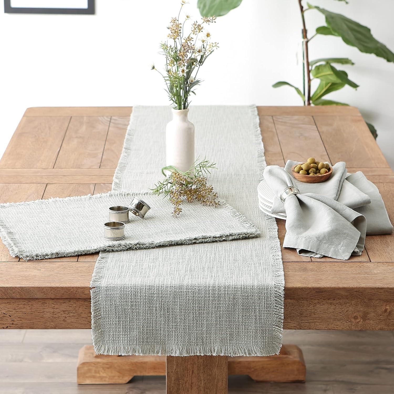 imageDII Linen Tabletop Collection Machine Washable Placemat Set 145x205 Cream 4 PieceLight Rain