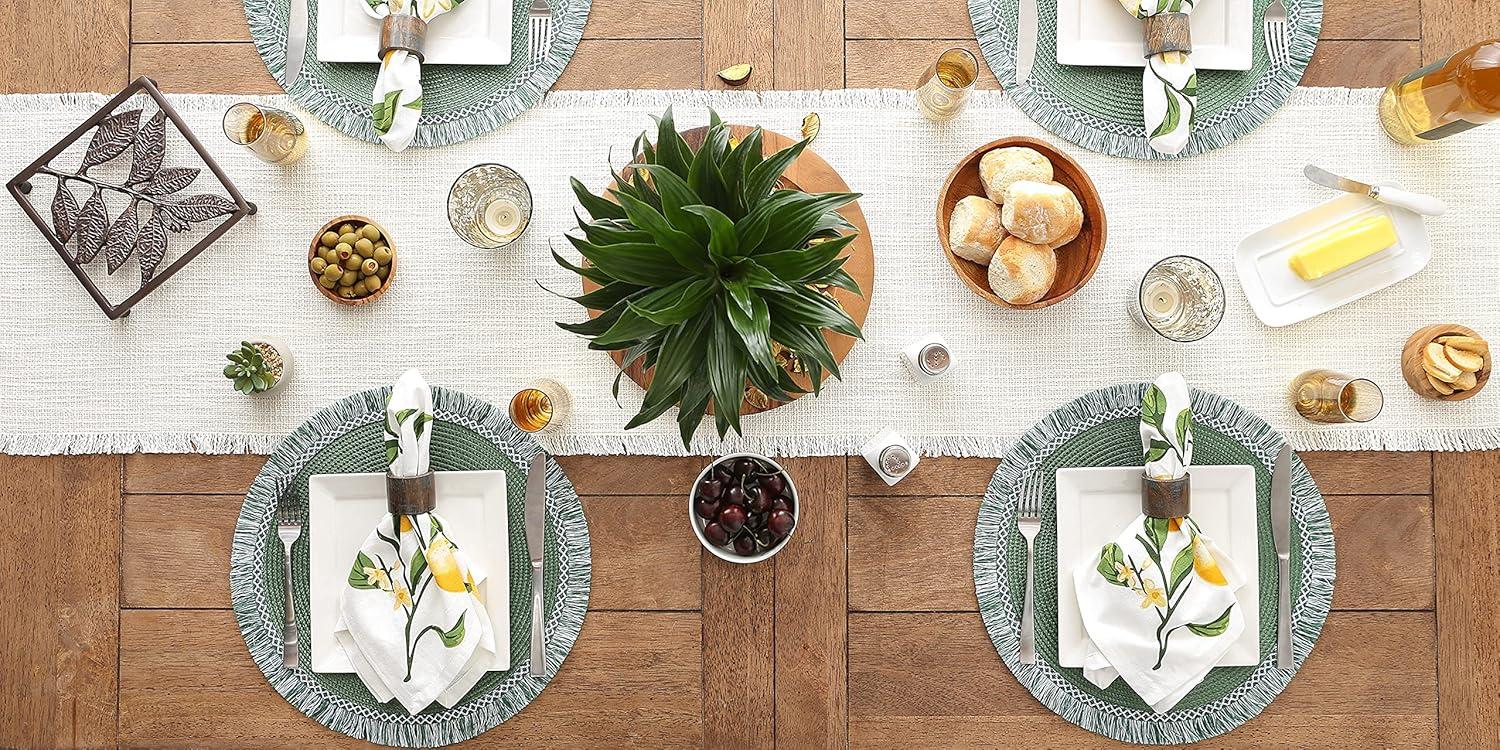 imageDII Linen Tabletop Collection Machine Washable Table Runner 145x72 JadeiteCream