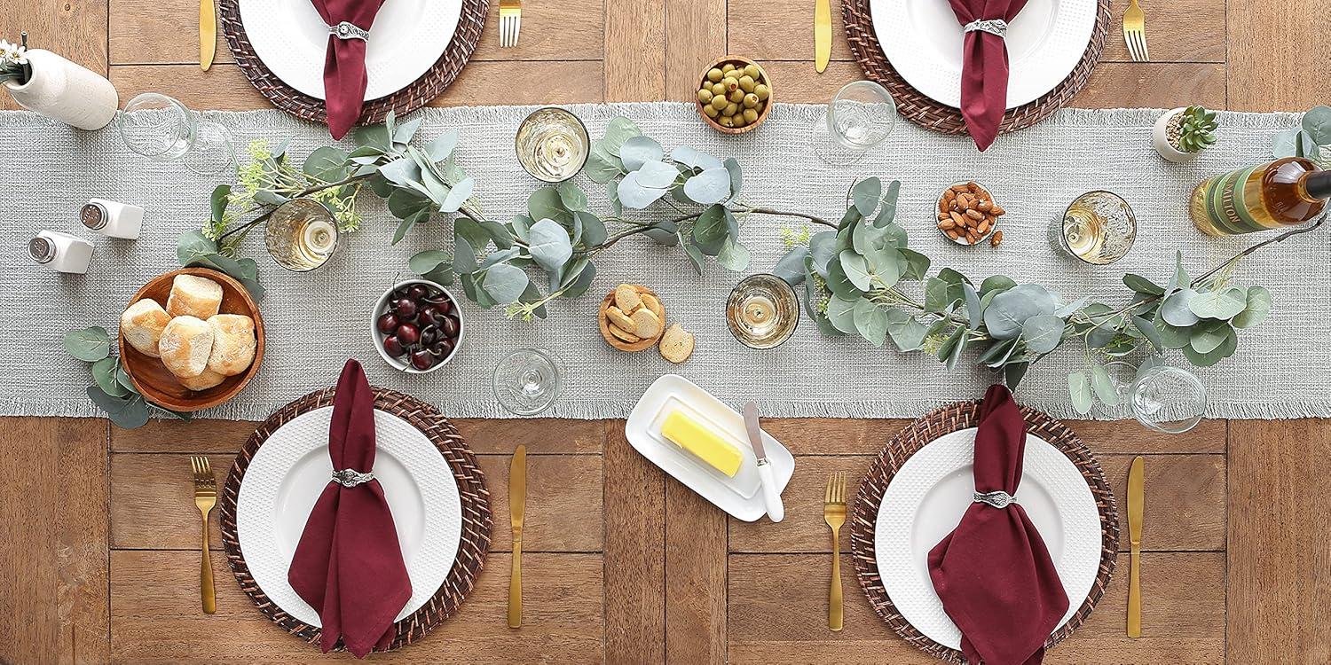 imageDII Linen Tabletop Collection Machine Washable Table Runner 145x72 JadeiteLight Rain
