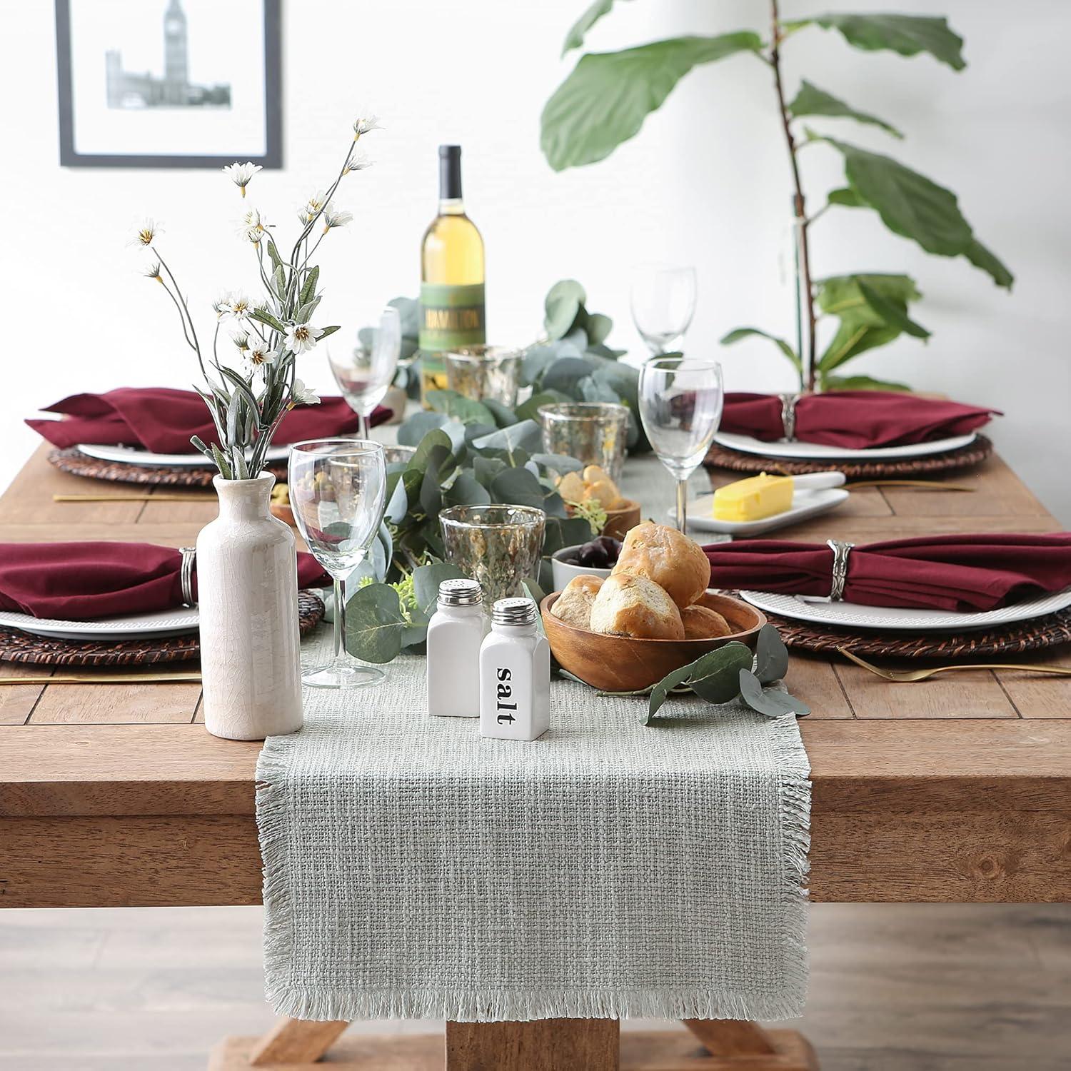 imageDII Linen Tabletop Collection Machine Washable Table Runner 145x72 JadeiteLight Rain