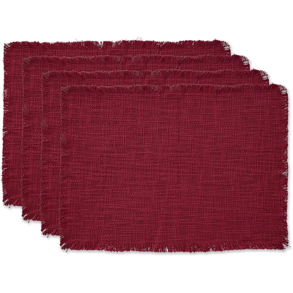 imageDII Linen Tabletop Collection Machine Washable Placemat Set 145x205 Cream 4 PieceCranberry