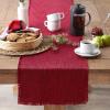 imageDII Linen Tabletop Collection Machine Washable Table Runner 145x72 JadeiteCranberry
