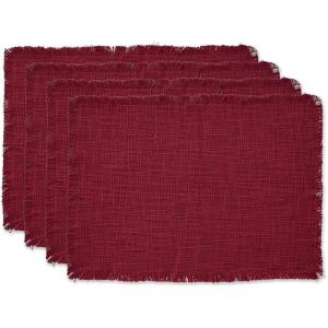 imageDII Linen Tabletop Collection Machine Washable Placemat Set 145x205 Cream 4 PieceCranberry