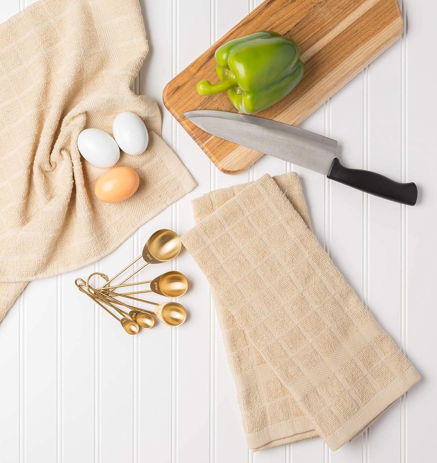 imageDII Basic Terry Collection Windowpane Dishtowel Set 16x26 Red Solid 4 PiecePebble Solid