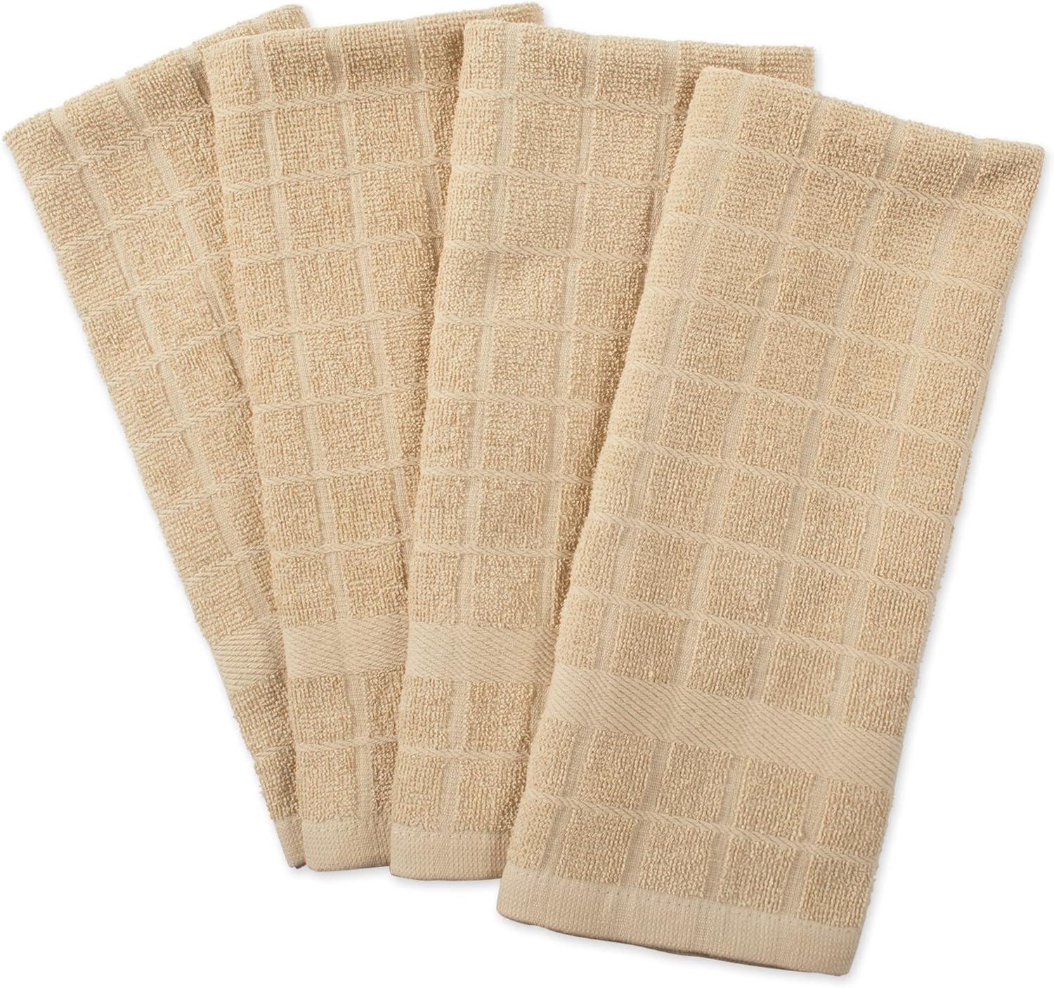 imageDII Basic Terry Collection Windowpane Dishtowel Set 16x26 Red Solid 4 PiecePebble Solid