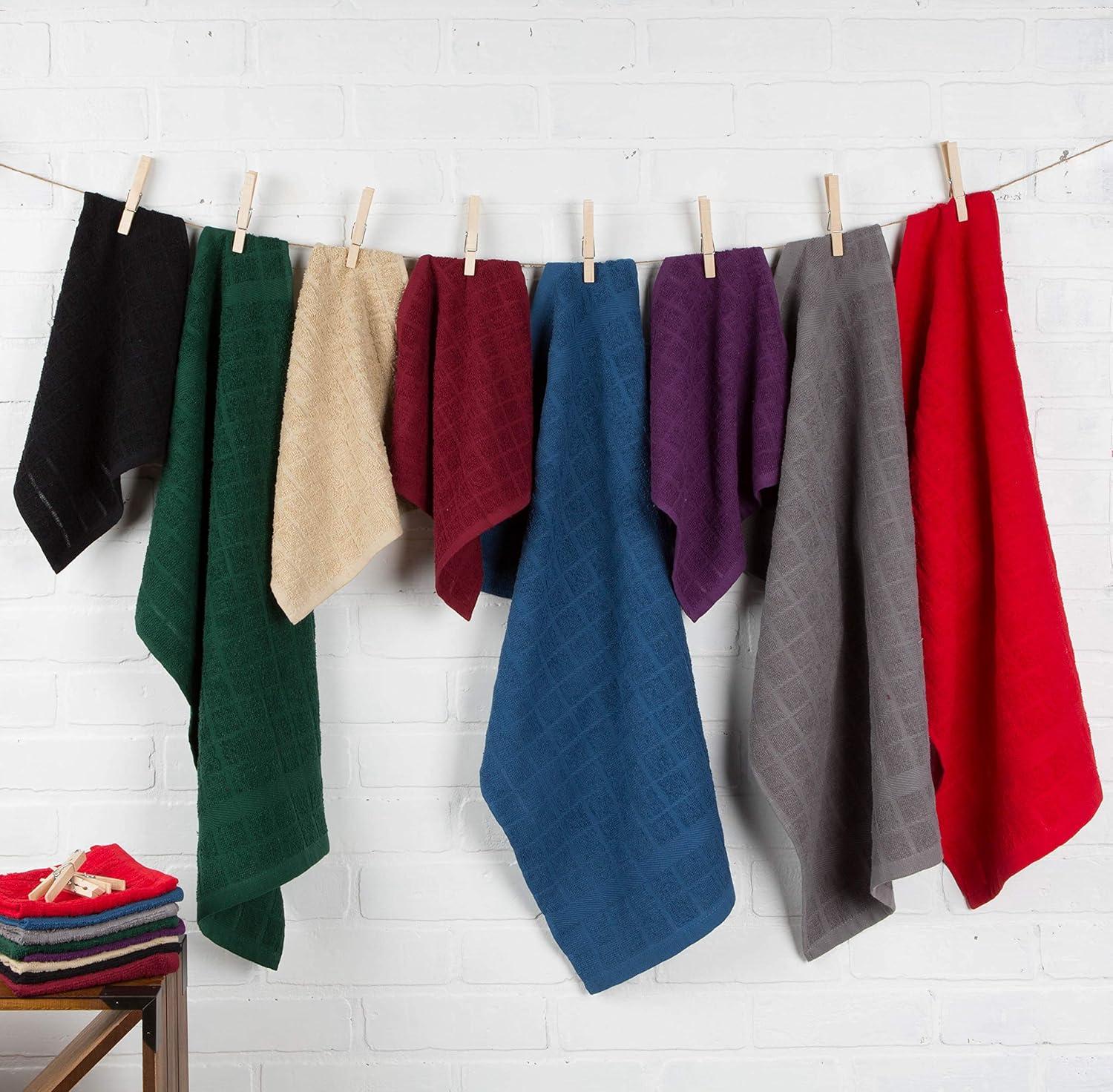 imageDII Basic Terry Collection Windowpane Dishtowel Set 16x26 Red Solid 4 PiecePebble Solid