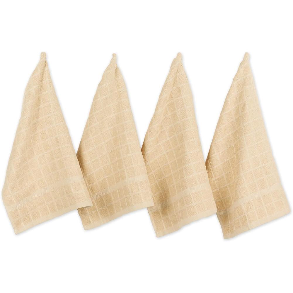 imageDII Basic Terry Collection Windowpane Dishtowel Set 16x26 Red Solid 4 PiecePebble Solid