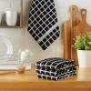 imageDII Basic Terry Collection Windowpane Dishtowel Set 16x26 Red Solid 4 PieceBlack Check