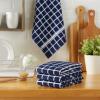 imageDII Basic Terry Collection Windowpane Dishtowel Set 16x26 Red Solid 4 PieceNautical Blue Check