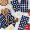 imageDII Basic Terry Collection Windowpane Dishtowel Set 16x26 Red Solid 4 PieceNautical Blue Check