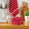 imageDII Basic Terry Collection Windowpane Dishtowel Set 16x26 Red Solid 4 PieceRed Check