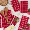 imageDII Basic Terry Collection Windowpane Dishtowel Set 16x26 Red Solid 4 PieceRed Check