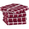 imageDII Basic Terry Collection Windowpane Dishtowel Set 16x26 Red Solid 4 PieceWine Check