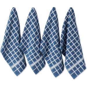 imageDII Basic Terry Collection Windowpane Dishtowel Set 16x26 Red Solid 4 PieceBlue Check