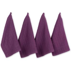 imageDII Basic Terry Collection Windowpane Dishtowel Set 16x26 Red Solid 4 PieceEggplant Solid