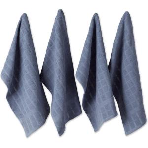 imageDII Basic Terry Collection Windowpane Dishtowel Set 16x26 Red Solid 4 PieceStonewash Solid