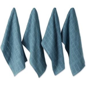 imageDII Basic Terry Collection Windowpane Dishtowel Set 16x26 Red Solid 4 PieceStorm Blue Solid