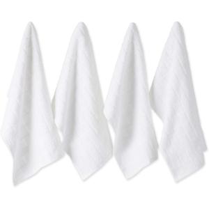 imageDII Basic Terry Collection Windowpane Dishtowel Set 16x26 Red Solid 4 PieceWhite Solid