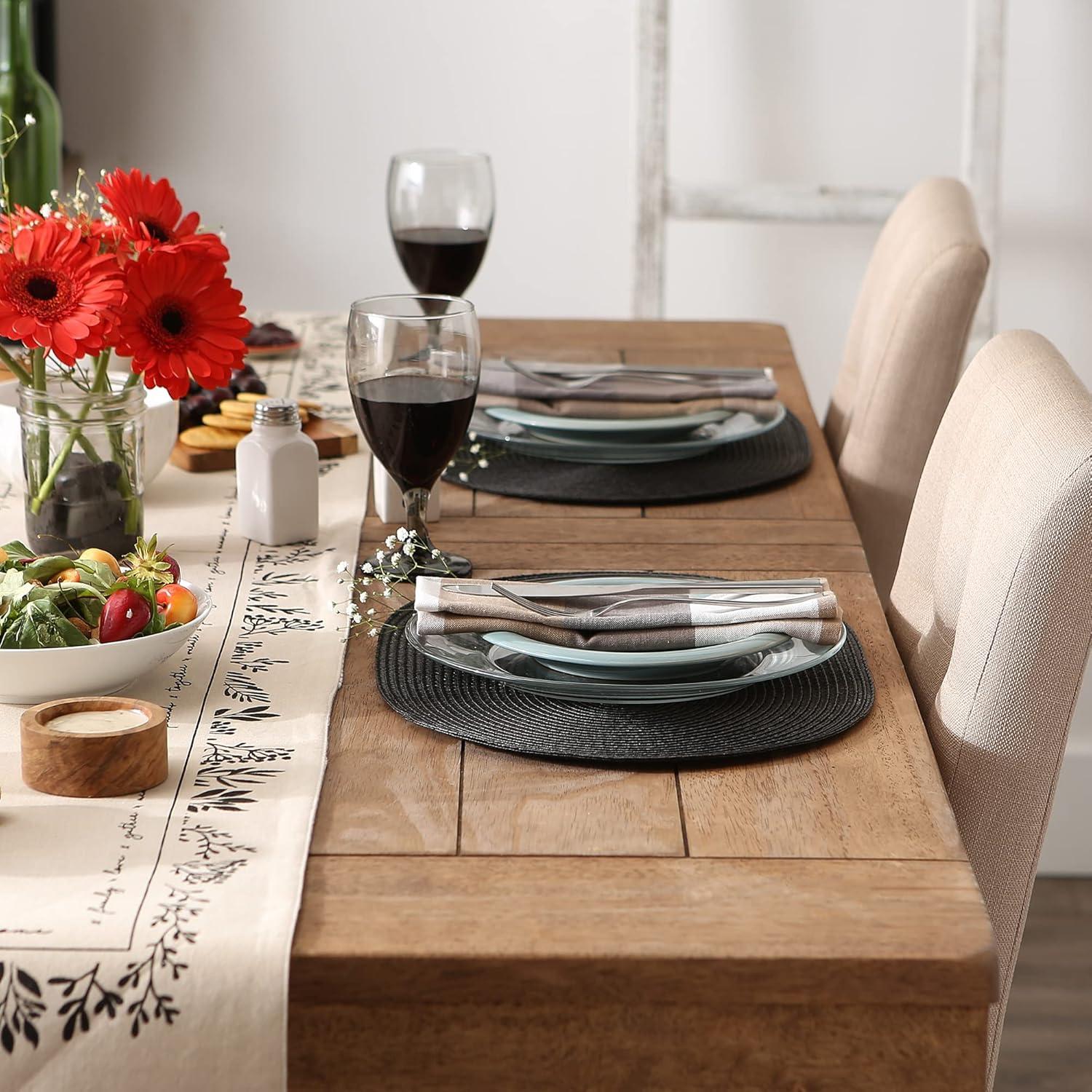 imageDII Classic Woven Tabletop Collection IndoorOutdoor Placemat Set Oval 12x18 Tango Red 6 PieceBlack