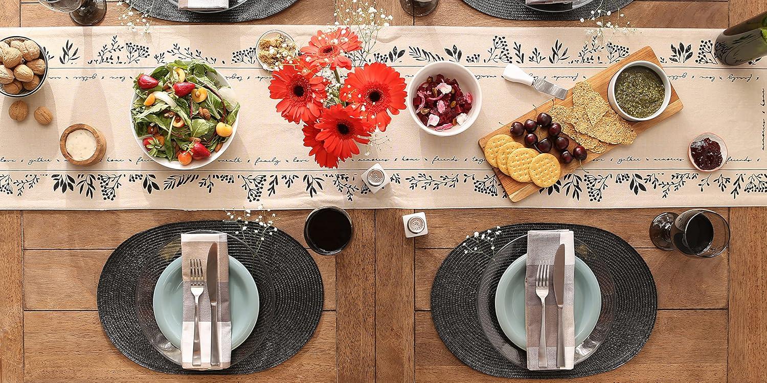 imageDII Classic Woven Tabletop Collection IndoorOutdoor Placemat Set Oval 12x18 Tango Red 6 PieceBlack