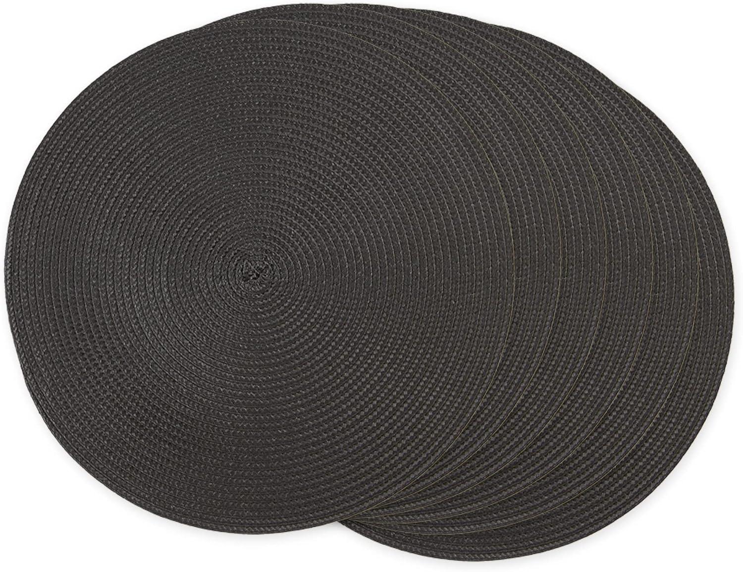 imageDII Classic Woven Tabletop Collection IndoorOutdoor Placemat Set Oval 12x18 Tango Red 6 PieceBlack