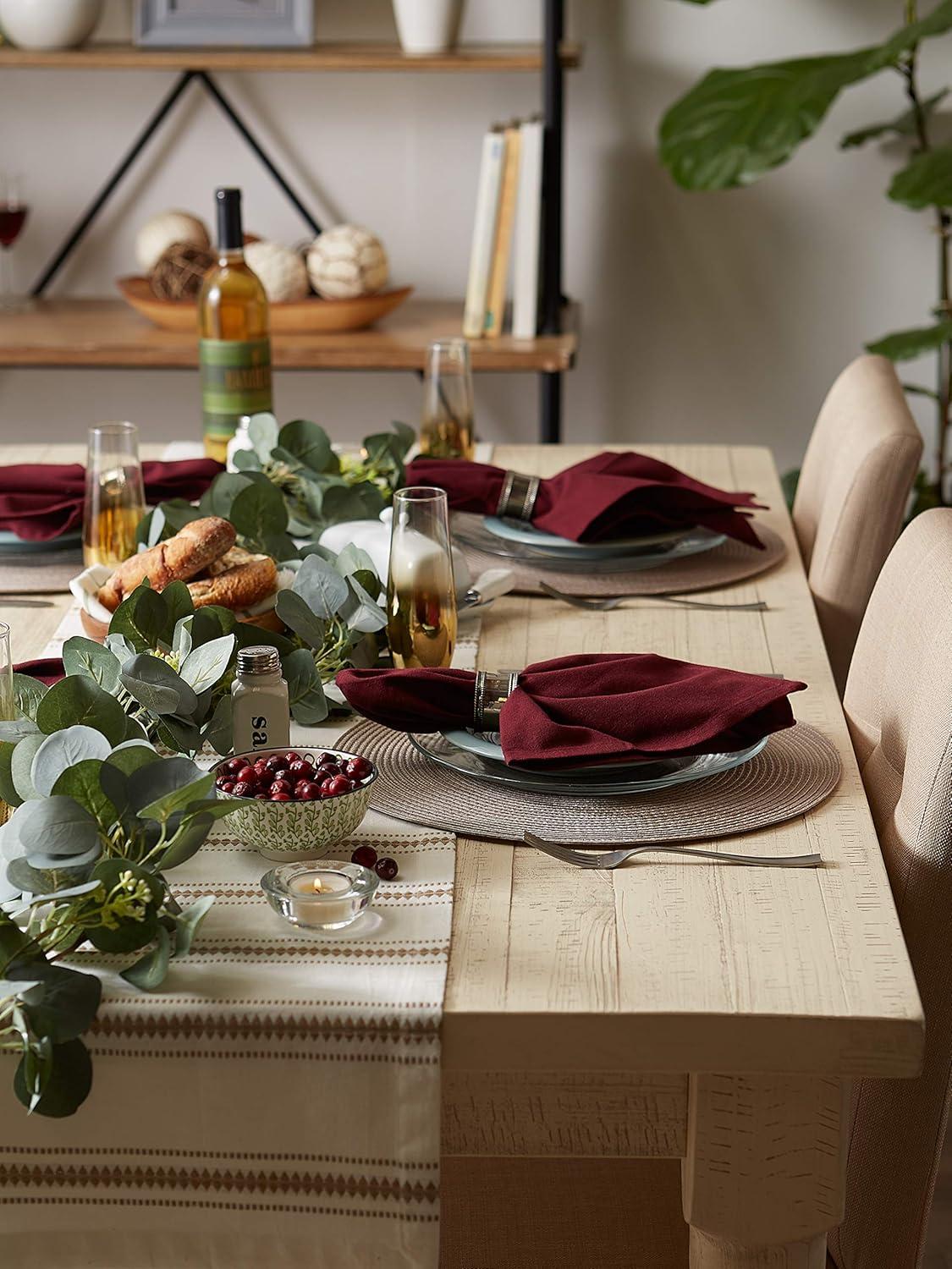 imageDII Classic Woven Tabletop Collection IndoorOutdoor Placemat Set Oval 12x18 Tango Red 6 PieceBrown