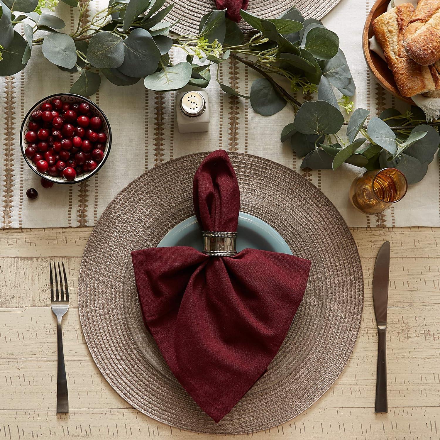 imageDII Classic Woven Tabletop Collection IndoorOutdoor Placemat Set Oval 12x18 Tango Red 6 PieceBrown