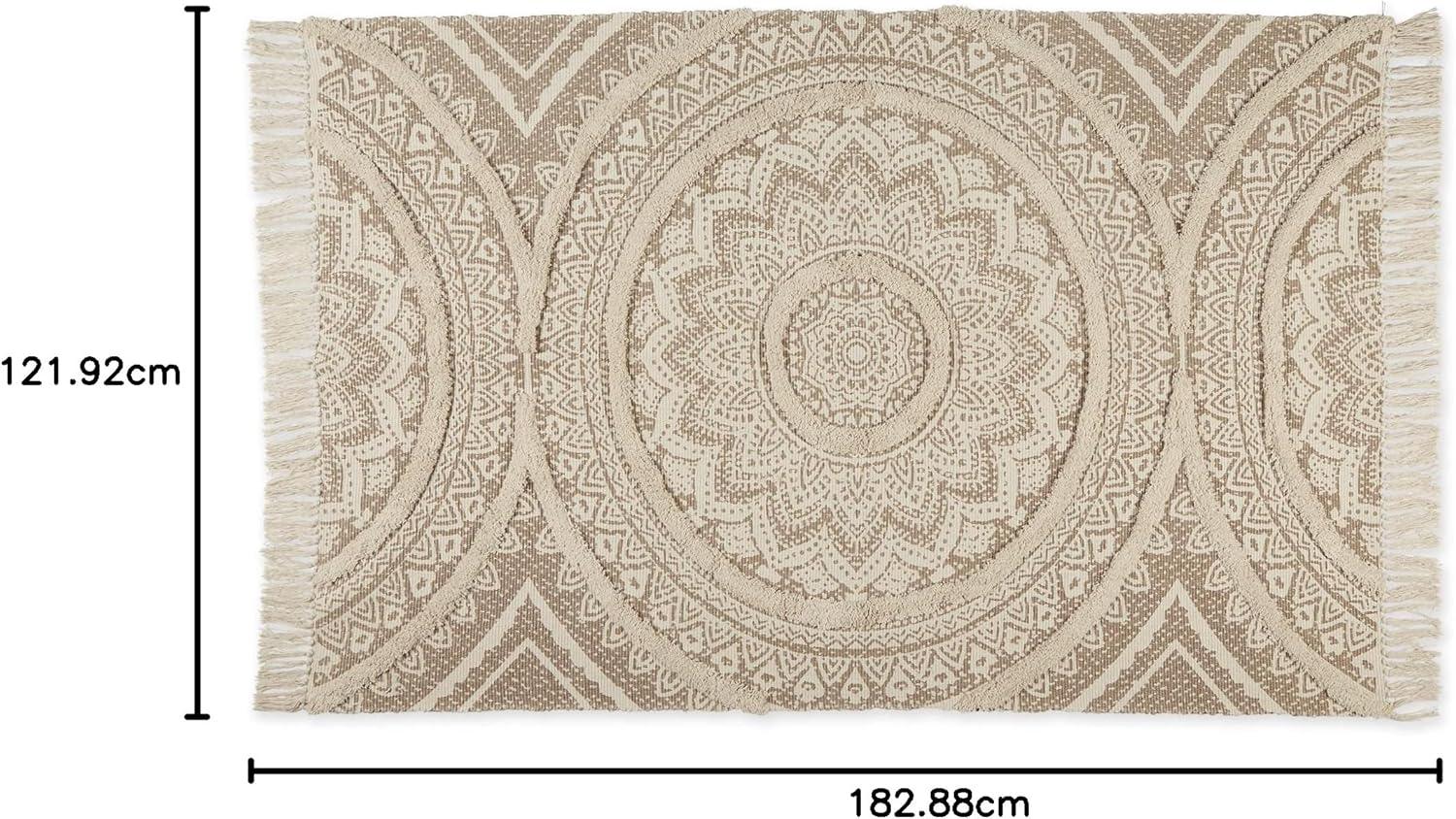 imageDII Textured Woven Rug Collection HandLoomed Shag Printed 2x3 Ft Chenille Stripe French BlueMedallion StoneNatural