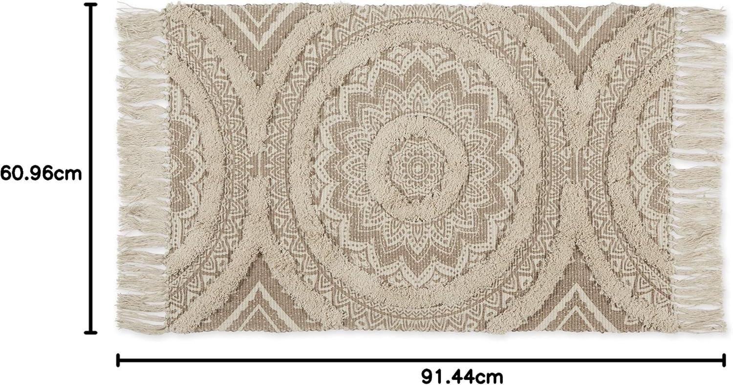 imageDII Textured Woven Rug Collection HandLoomed Shag Printed 2x3 Ft Chenille Stripe French BlueMedallion StoneNatural