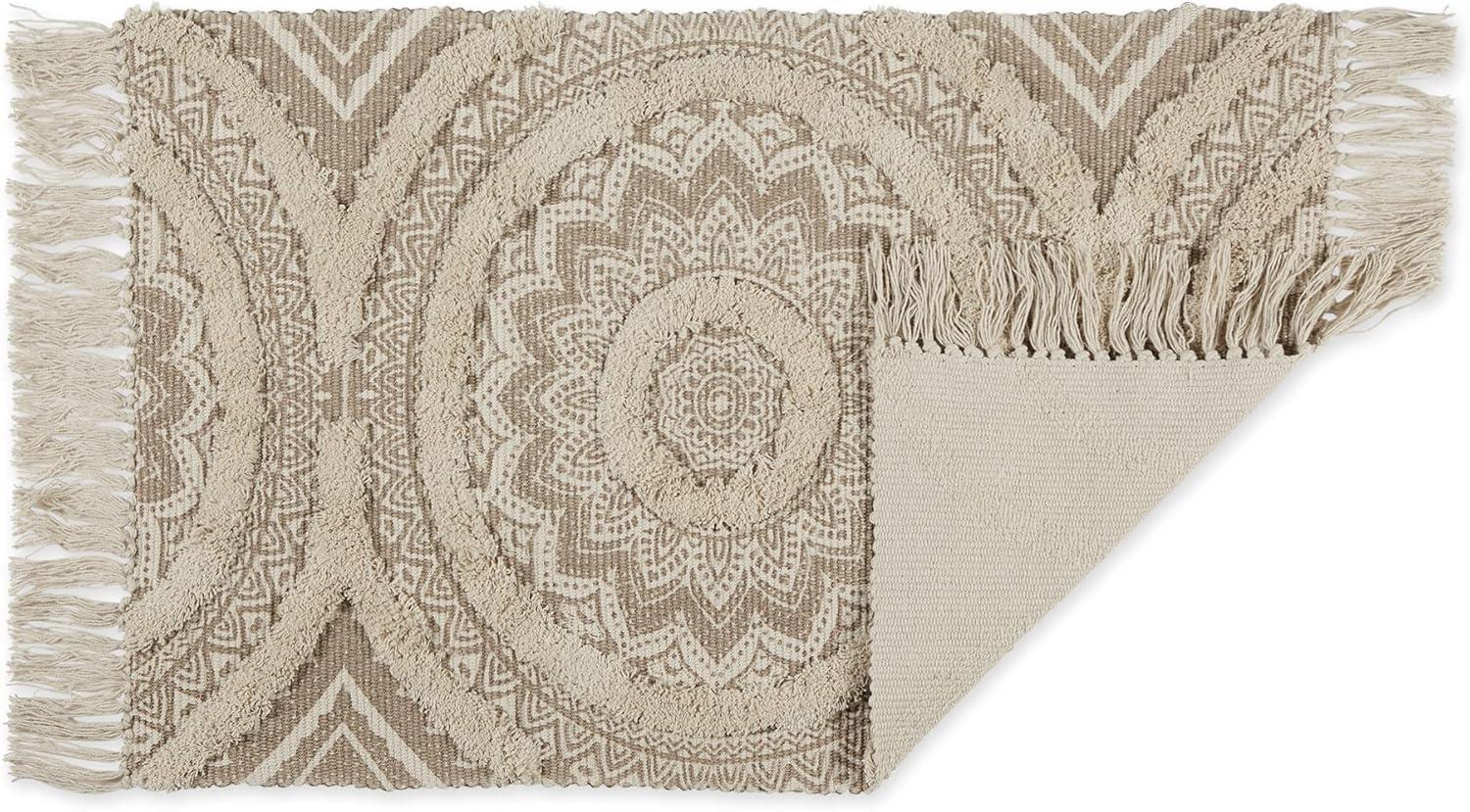 imageDII Textured Woven Rug Collection HandLoomed Shag Printed 2x3 Ft Chenille Stripe French BlueMedallion StoneNatural