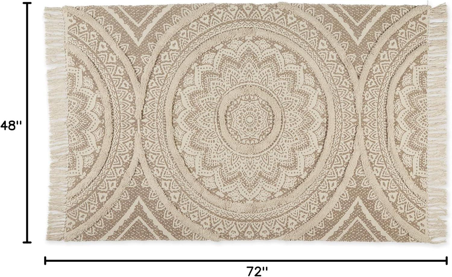 imageDII Textured Woven Rug Collection HandLoomed Shag Printed 2x3 Ft Chenille Stripe French BlueMedallion StoneNatural