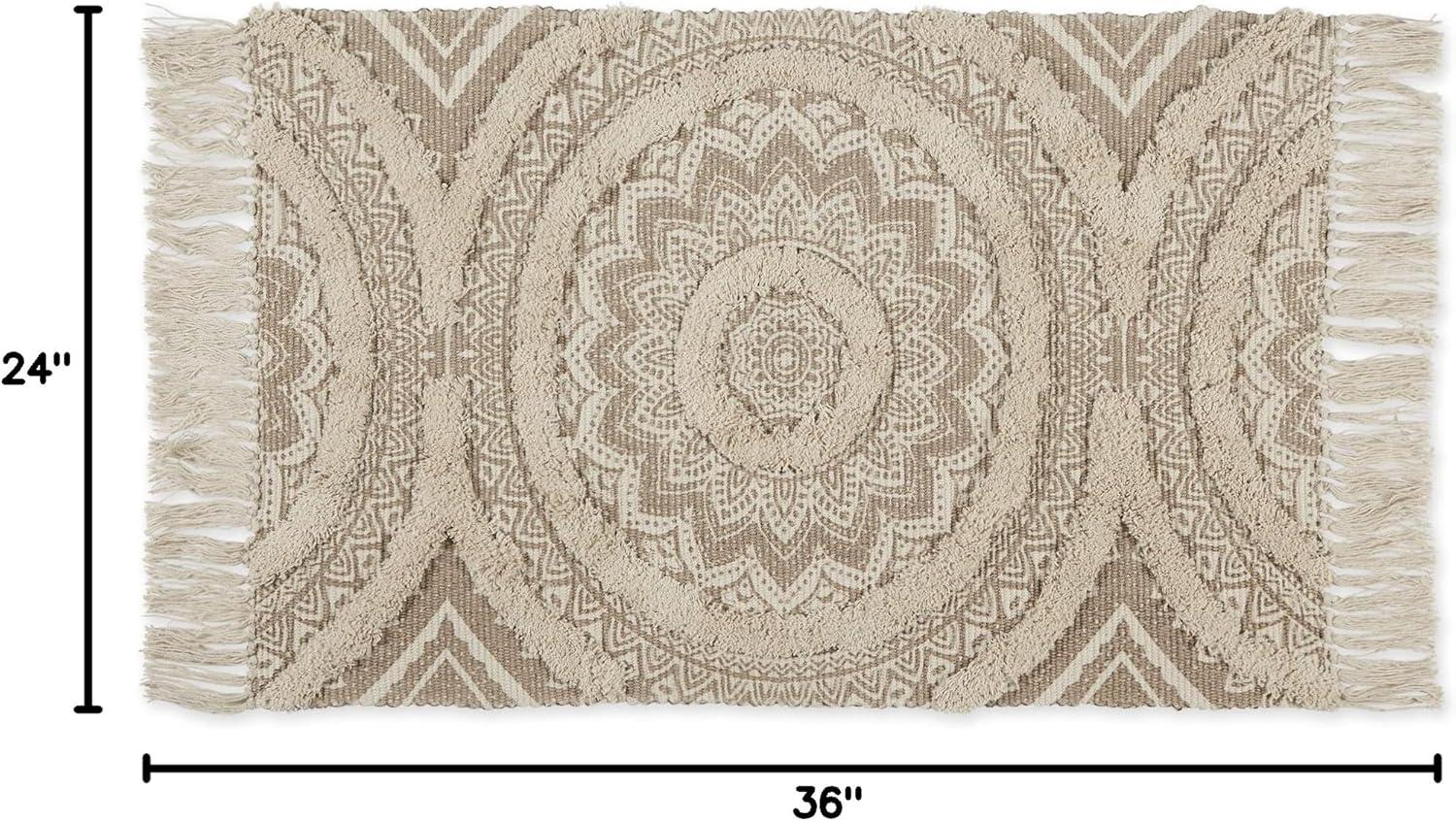 imageDII Textured Woven Rug Collection HandLoomed Shag Printed 2x3 Ft Chenille Stripe French BlueMedallion StoneNatural