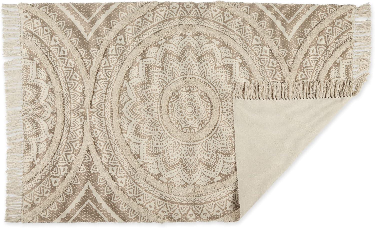 imageDII Textured Woven Rug Collection HandLoomed Shag Printed 2x3 Ft Chenille Stripe French BlueMedallion StoneNatural