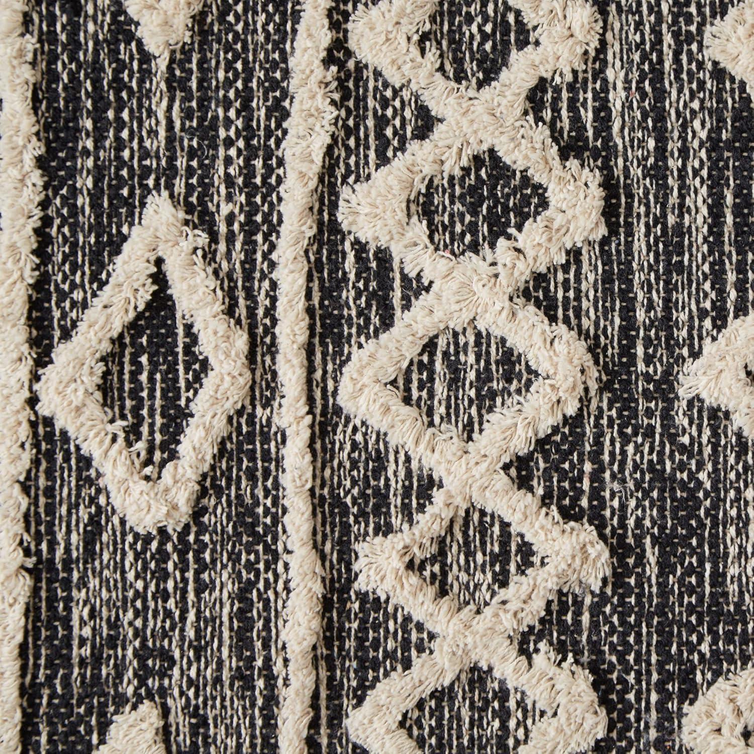 imageDII Textured Woven Rug Collection HandLoomed Shag Printed 2x3 Ft Chenille Stripe French BlueScandinavian Black