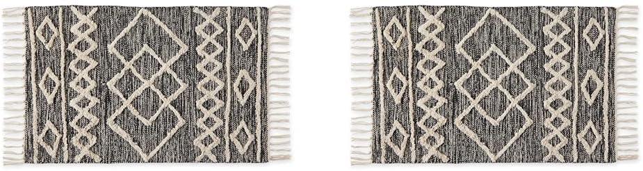 imageDII Textured Woven Rug Collection HandLoomed Shag Printed 2x3 Ft Chenille Stripe French BlueScandinavian Black