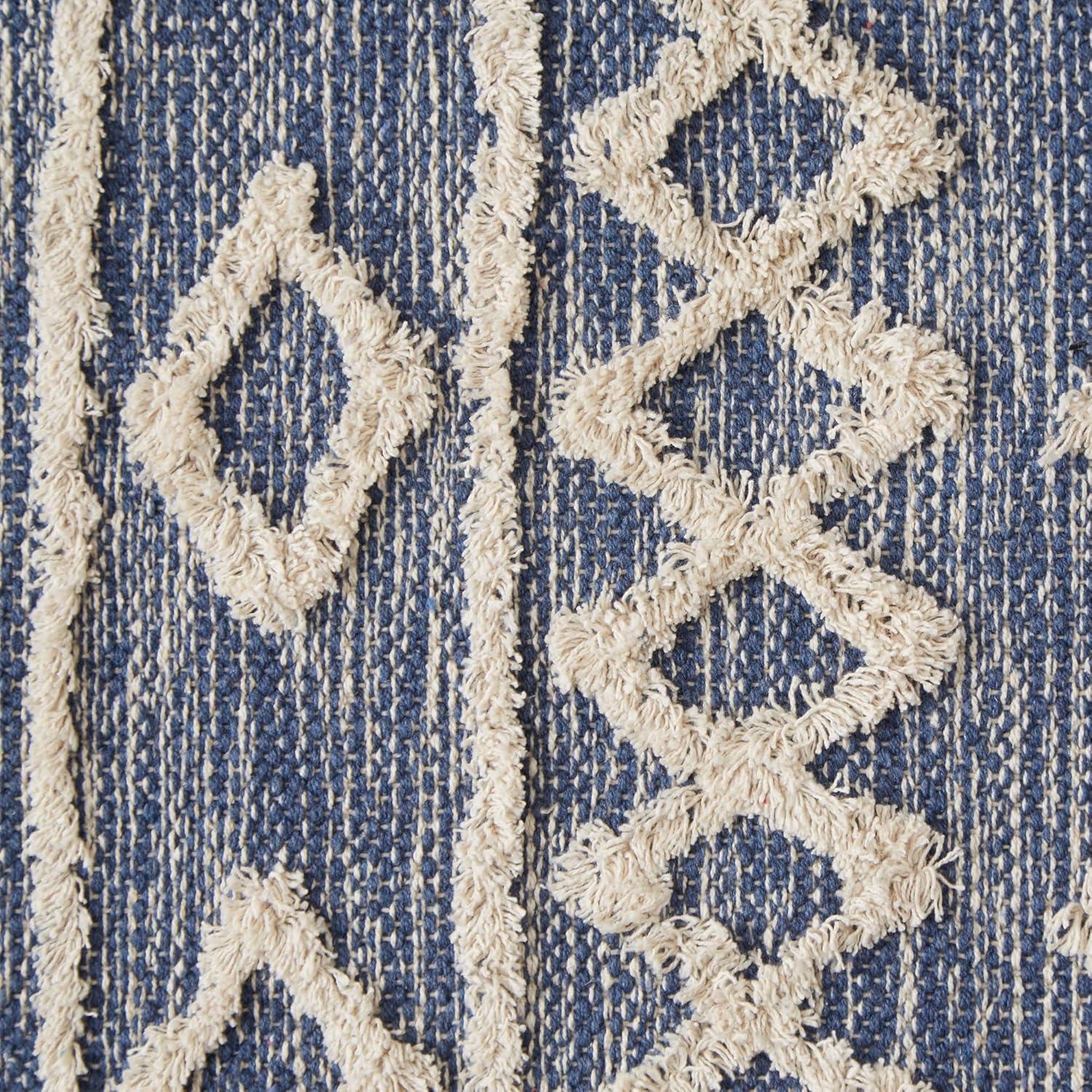 imageDII Textured Woven Rug Collection HandLoomed Shag Printed 2x3 Ft Chenille Stripe French BlueScandinavian French Blue