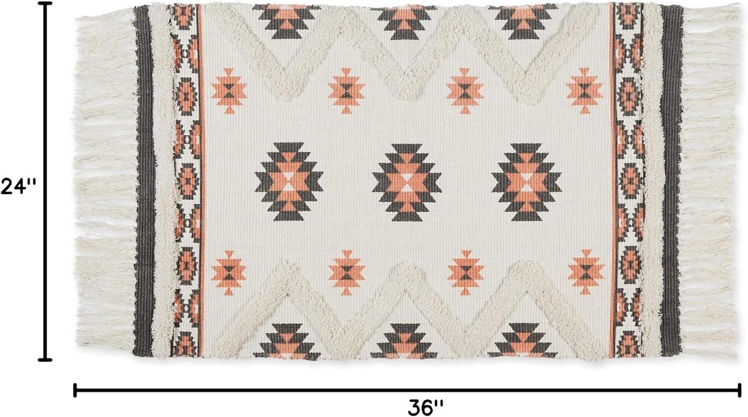 imageDII Textured Woven Rug Collection HandLoomed Shag Printed 2x3 Ft Chenille Stripe French BlueSouthwestern GrayBlush