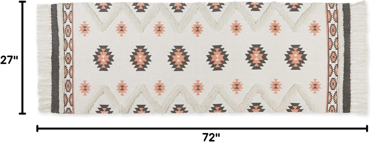 imageDII Textured Woven Rug Collection HandLoomed Shag Printed 2x3 Ft Chenille Stripe French BlueSouthwestern GrayBlush