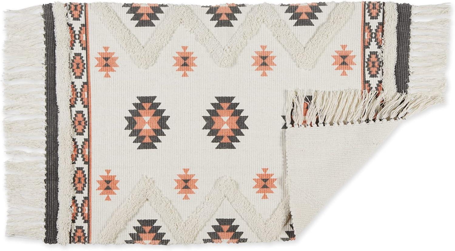 imageDII Textured Woven Rug Collection HandLoomed Shag Printed 2x3 Ft Chenille Stripe French BlueSouthwestern GrayBlush