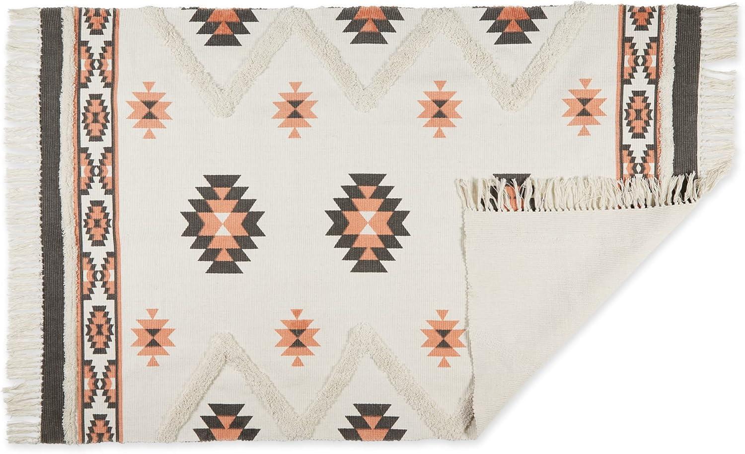 imageDII Textured Woven Rug Collection HandLoomed Shag Printed 2x3 Ft Chenille Stripe French BlueSouthwestern GrayBlush