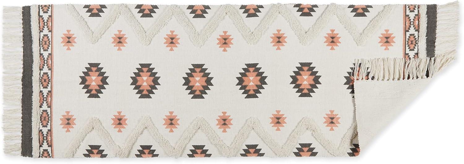 imageDII Textured Woven Rug Collection HandLoomed Shag Printed 2x3 Ft Chenille Stripe French BlueSouthwestern GrayBlush