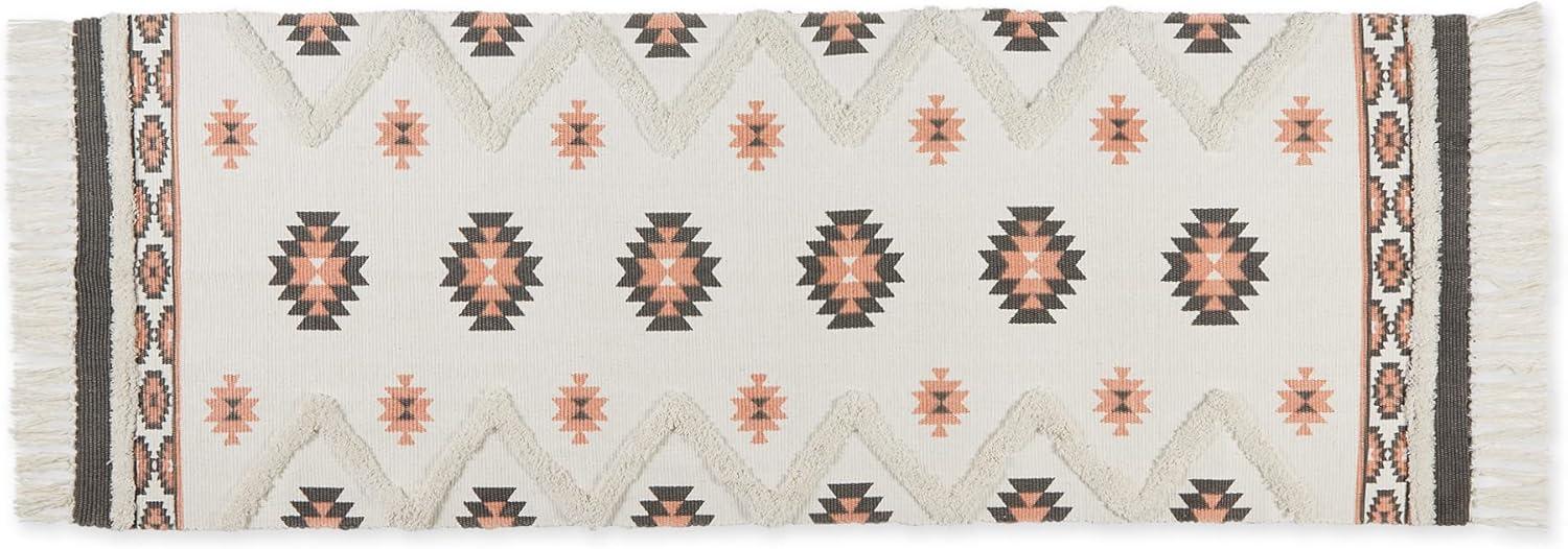 imageDII Textured Woven Rug Collection HandLoomed Shag Printed 2x3 Ft Chenille Stripe French BlueSouthwestern GrayBlush