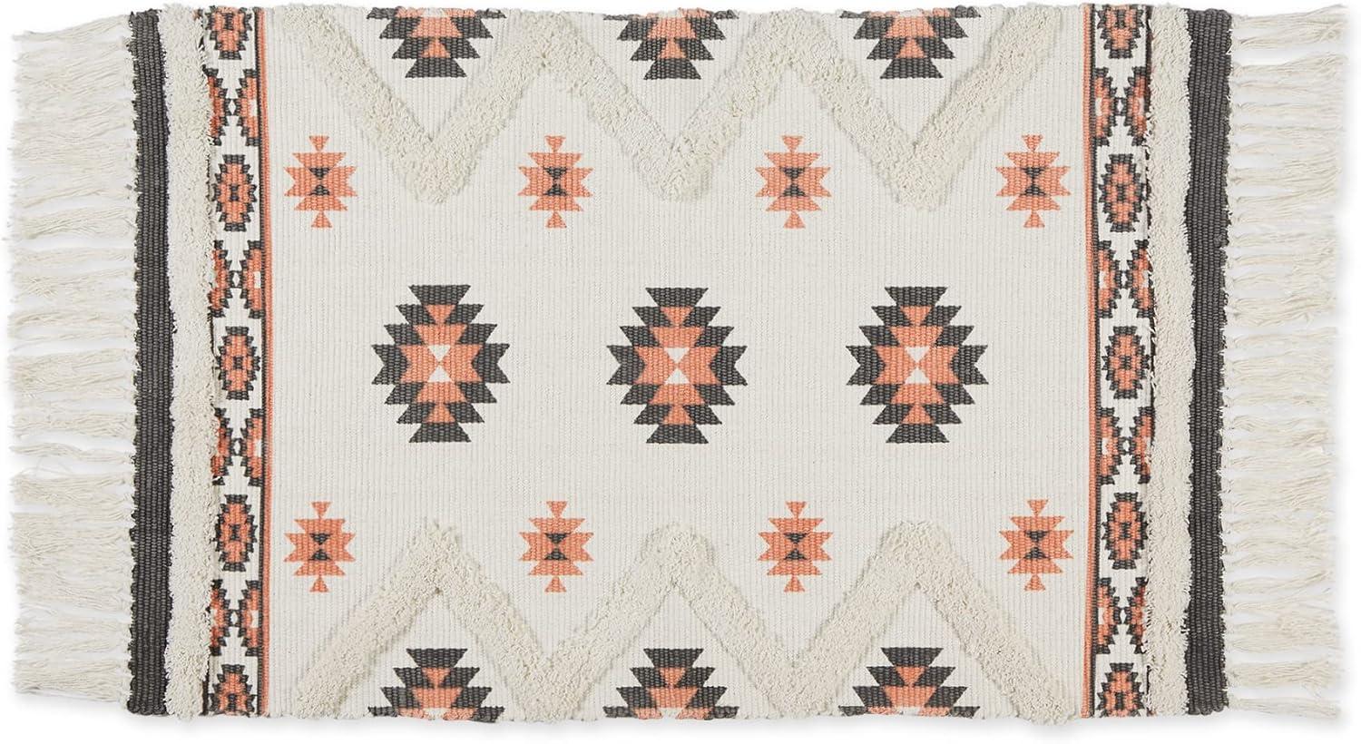 imageDII Textured Woven Rug Collection HandLoomed Shag Printed 2x3 Ft Chenille Stripe French BlueSouthwestern GrayBlush