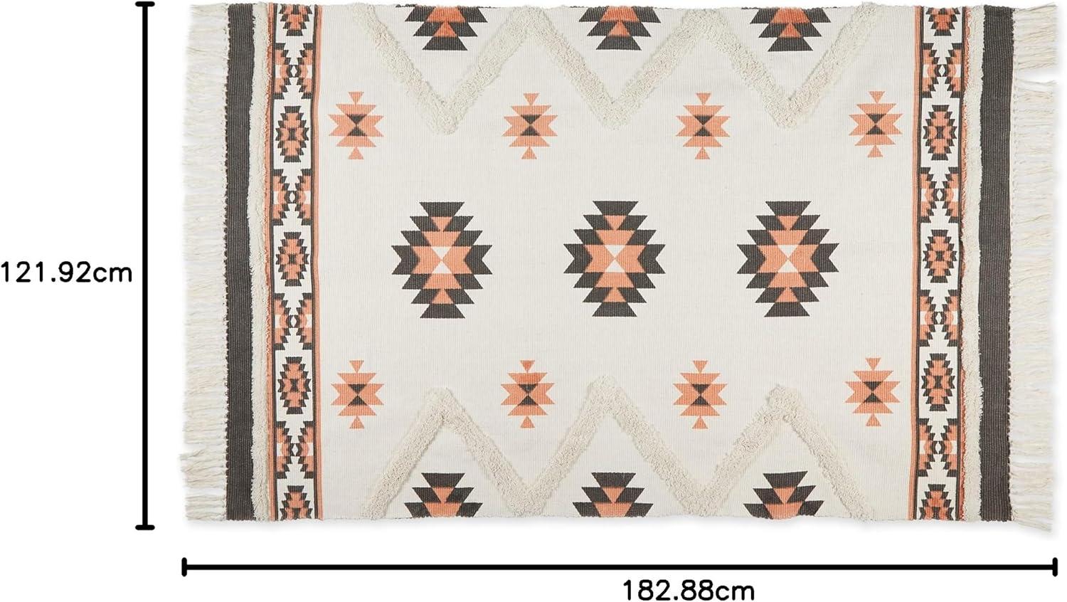 imageDII Textured Woven Rug Collection HandLoomed Shag Printed 2x3 Ft Chenille Stripe French BlueSouthwestern GrayBlush